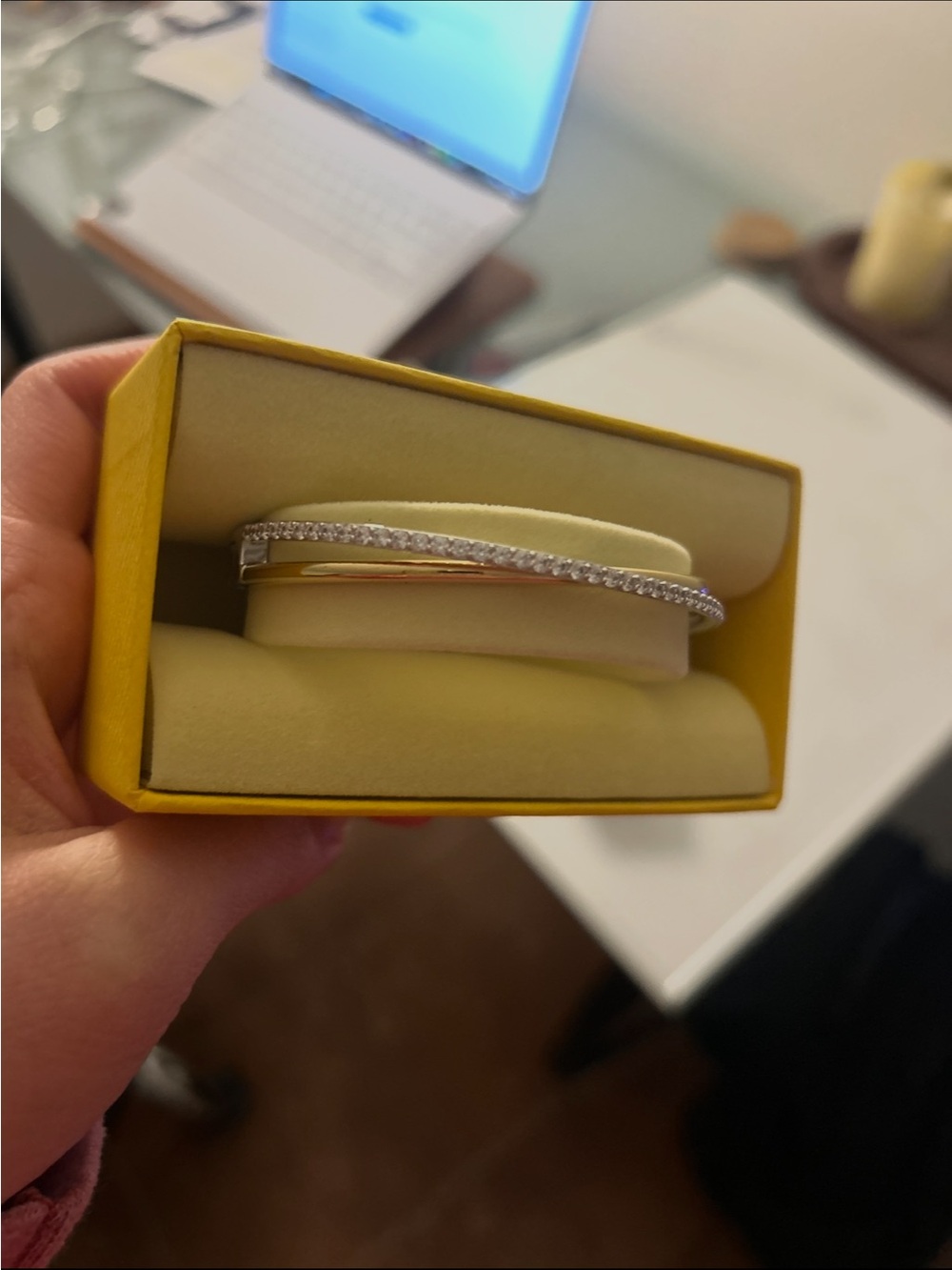 Swarovski Hyperbola bangle with white diamonds
